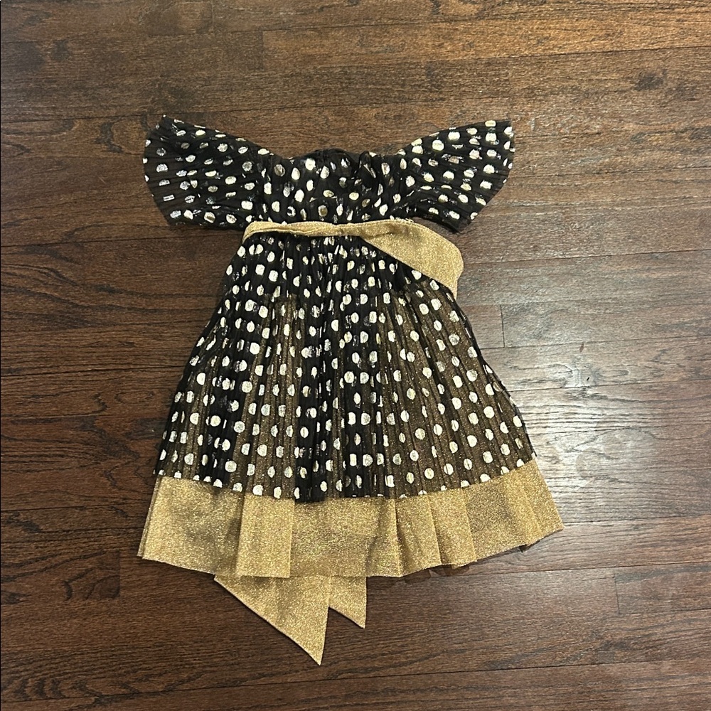 Pippa and Julie Girls Stylish Black and Gold Dress Size 2T